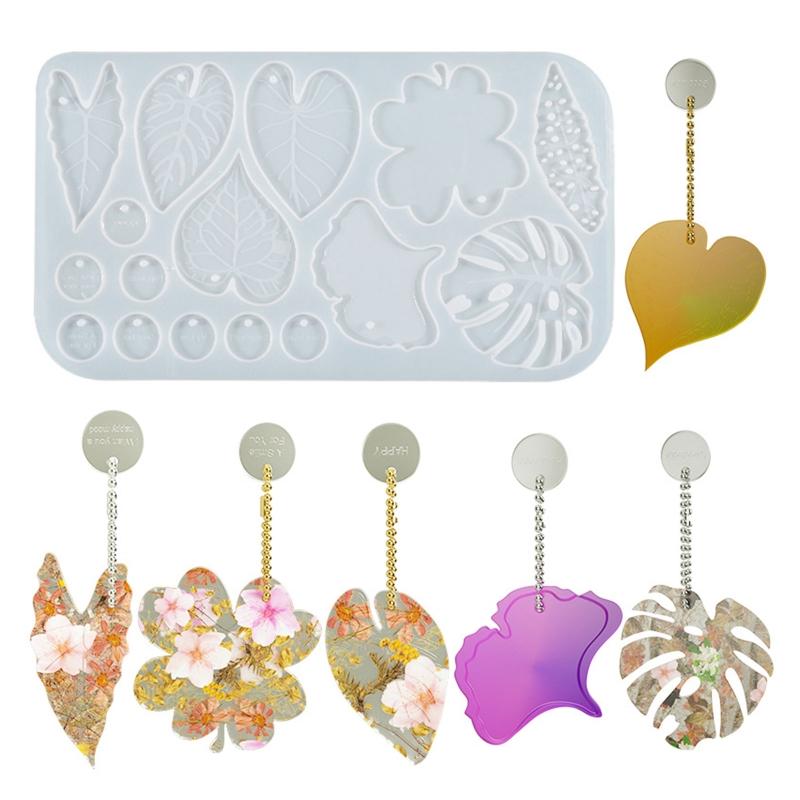 Combination Four-leaf Clover Earrings Mold Epoxy Resin Casting Mold Hanging Tag Pendant Mold Suitable for Diy Crafts