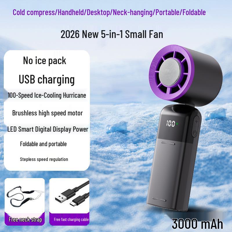 Ultra-High Speed Leafless Handheld Mini Air Conditioner with Turbo Cooling & Rechargeable Fan Handheld/Neck-hanging/USB Charging