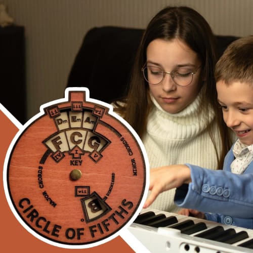 Circle of Fifths Wheel, Music Theory Learning Tool, Wooden Chord Wheel, Melody, Wooden Guitar Chord Chart, Guitar Chart, Theory Plate Learning, Series