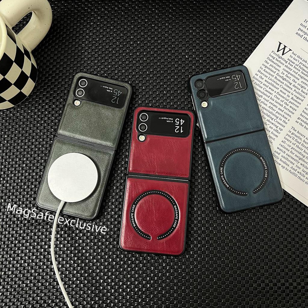 Suitable for Samsung Galaxy Z Flip6 Folding Phone Case ZFold6 Leather MagSafe Dustproof Tup Jacket