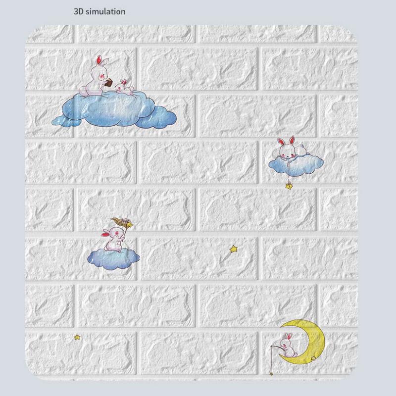 3D Self Adhesive Cartoon Foam Wall Panels Wallpaper for Kids Room Soft DIY Brick Wall Sticker Waterproof & Moisture Proof Home Decor