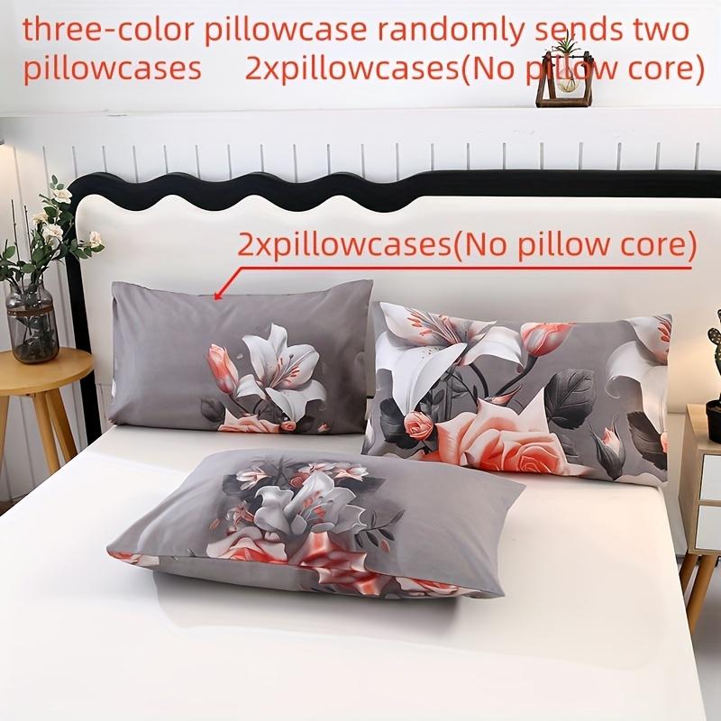 3 szt. Poliestrowa drukowana kwiatowa miękka przyjazna dla skóry poszewka na kołdrę zestaw trzyczęściowy (Jedna poszewka na kołdrę plus dwie poszewki na poduszki) Odpowiedni