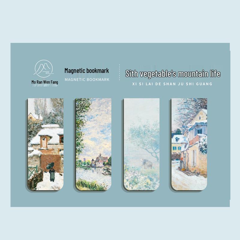 

Набор из 4 магнитных закладок: Художественные закладки со знаменитыми работами Моне и Ван Гога