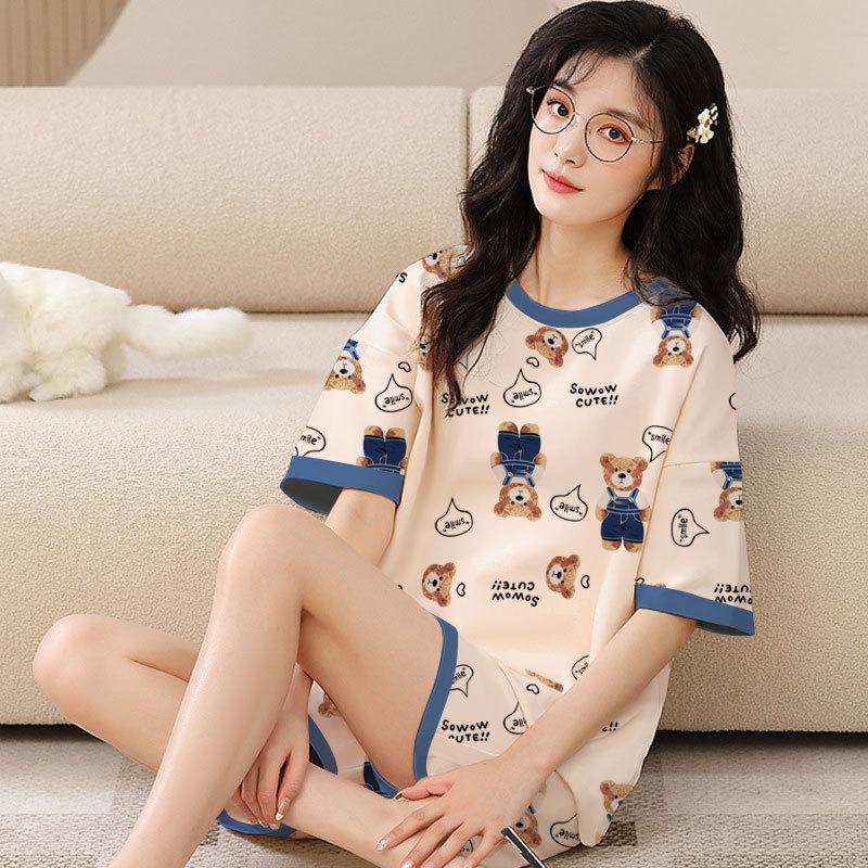 Japanese summer department new cotton pajamas women's fresh pastoral style student casual loungewear round neck short-sleeved suit