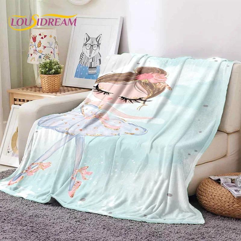 Cute Ballet Girl Ballerina Fairy Cartoon Soft Flannel Blankets,Throw Blanket Comfortable Blanket for Picnic Beds Sofa Bedroom 3D
