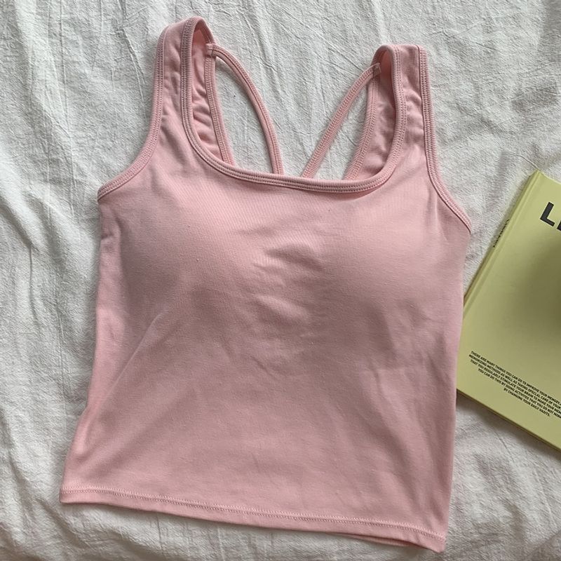 

Yoga Clothes Sports Intimates Women s Sexy Beauty Back Shockproof Push-up Bra Shoulder Straps Outerwear Top Training Fitness Vest Pink Free size (40.00kg -65.00kg)