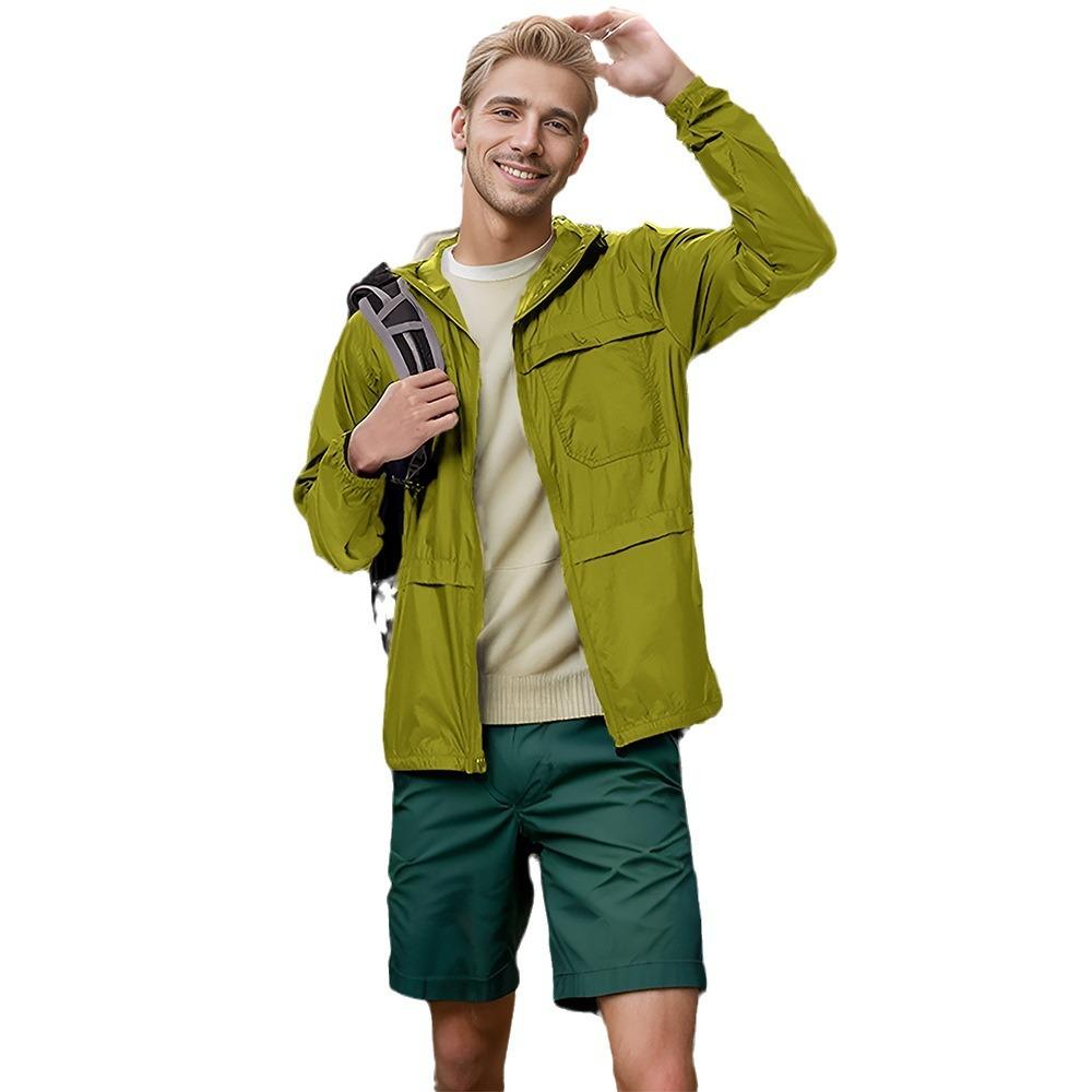 Summer Solid Color Hooded Jacket Men's Sports Sunscreen Casual Jacket