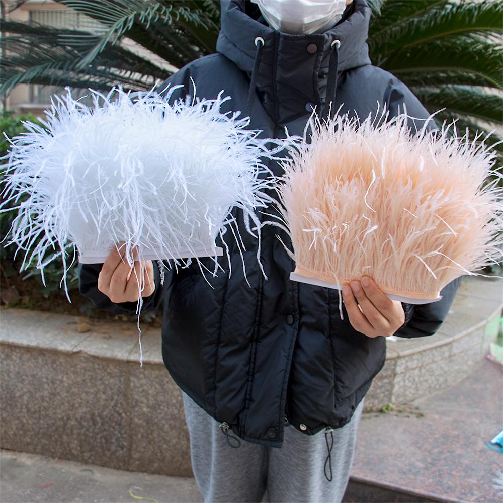 Pióra1/5/10 Metrów Puszyste Wykończenia z Piór Struśia 8-10 CM Naturalna Wstążka z Piór Struśia na Imprezę Ślub Ubrania Dekoracja Rękodzieło