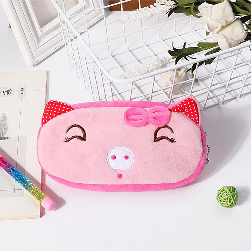 1 PCS 20CM Kawaii Cartoon Animals Plush Pouch Pencil Case Bag Key Chain Coin Purse Wallet Case Pouch Bag School Supplies Gift