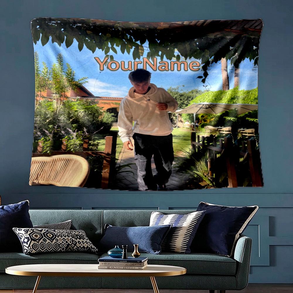 Mbappe Custom Your Name Wall Decor Tapestry Art For Pet Memorial Birthday Wedding Party Backdrop Family Gift