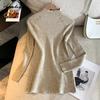 Autumn Winter Women Basic Simple Sweater Half High Collar White Black Brown Knitting Pullover Long Sleeve Ladies' Knitted Top