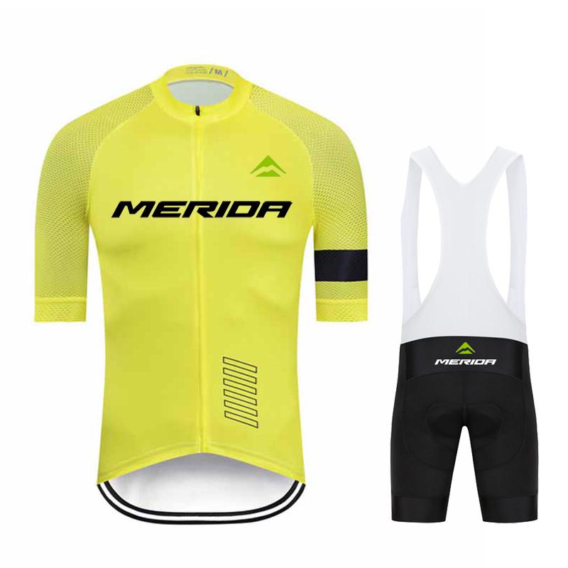 Men Summer Merida Short Sleeve Cycling Jersey Set MTB Maillot Ropa Ciclismo Bicycle Wear Breathable Cycling Clothing