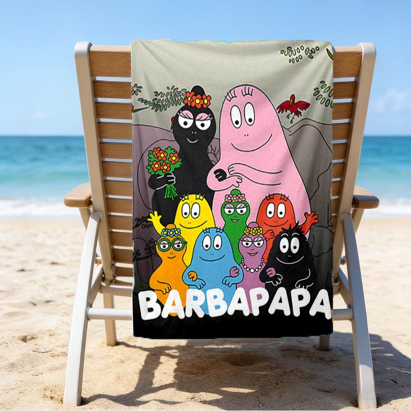 proof beach towel with a Barbapapa pattern - soft,absorbent,quick-drying,machine washable - perfect for swimming,camping,bathing
