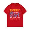 Men's 100% Cotton Crew Neck Short Sleeve T-Shirt, Everything Start With A Dream Inspirational Letter Print Casual Comfortable Tees for Daily Wear