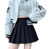 Women's Summer High Waist Pleated Mini Skirt - Striped A-Line College Style