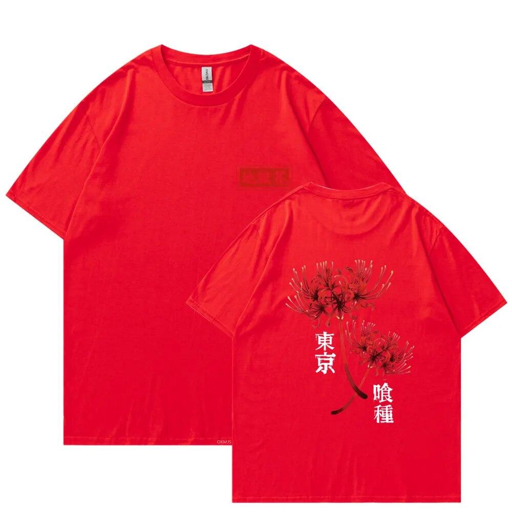 Anime Tokyo Ghoul Spider Lily T-shirt Unisex WoUnisex Cool Kane Kiken Graphic Print T-shirts Oversized Streetwear Couples Tees