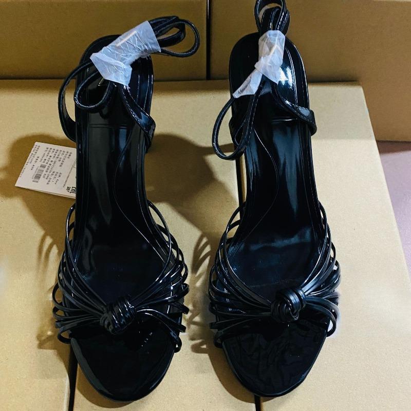 

Retro Style Golden Open Toe High Heeled Sandals for Women Woven Hollow Out Sexy Ankle Strap Design Ladies Party Shoes 42 чорний