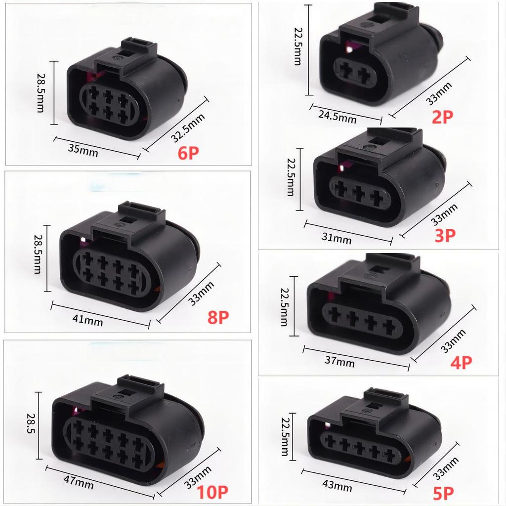 2/3/4/5/6/8/10 Pin 3.5mm Auto Ignition Coil Waterproof Connector Horn Sensor Plug With Cable 1J0973722 For VW Plug Connectors 4