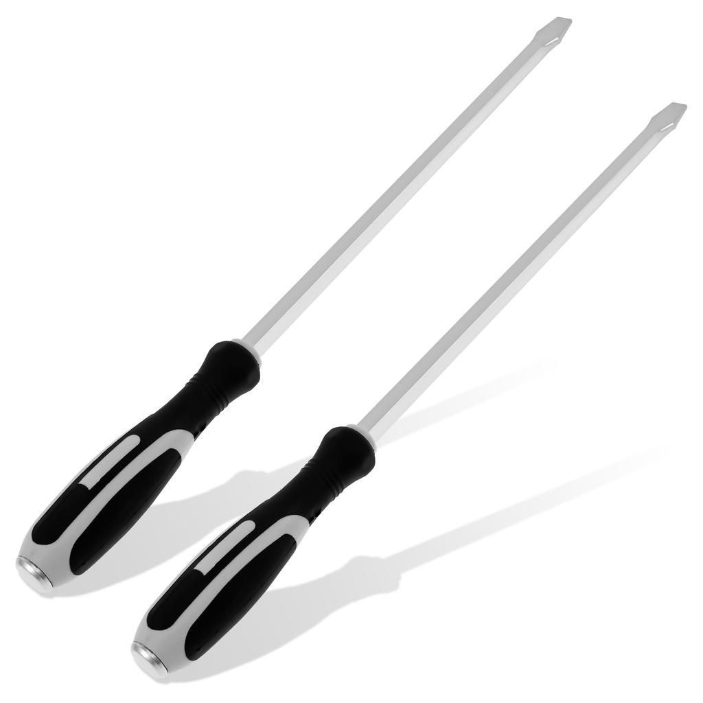 2Pcs Extended Demolition Screwdriver 56cm/22inch Long Straight Head Pry Bar Repair Tool Flathead/Slotted Screwdriver