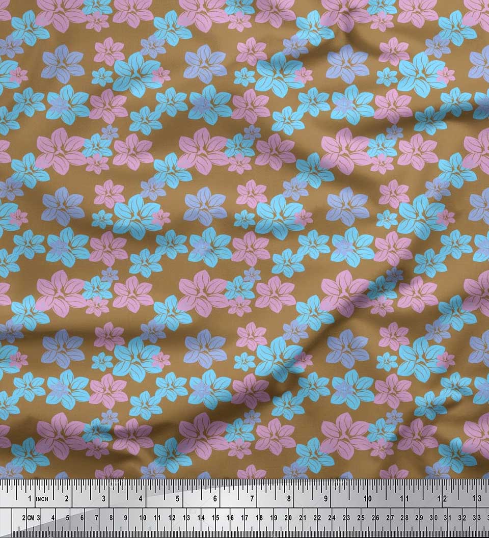 

Тканина Soimoi Japan Crepe Satin Тканина з художнім квітковим принтом на метри 42 дюйми 42 Inch Wide - Poly Crepe коричневий