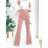 Women's High Waist Corduroy Flare Pants Stretch Solid Color Casual Winter Trousers