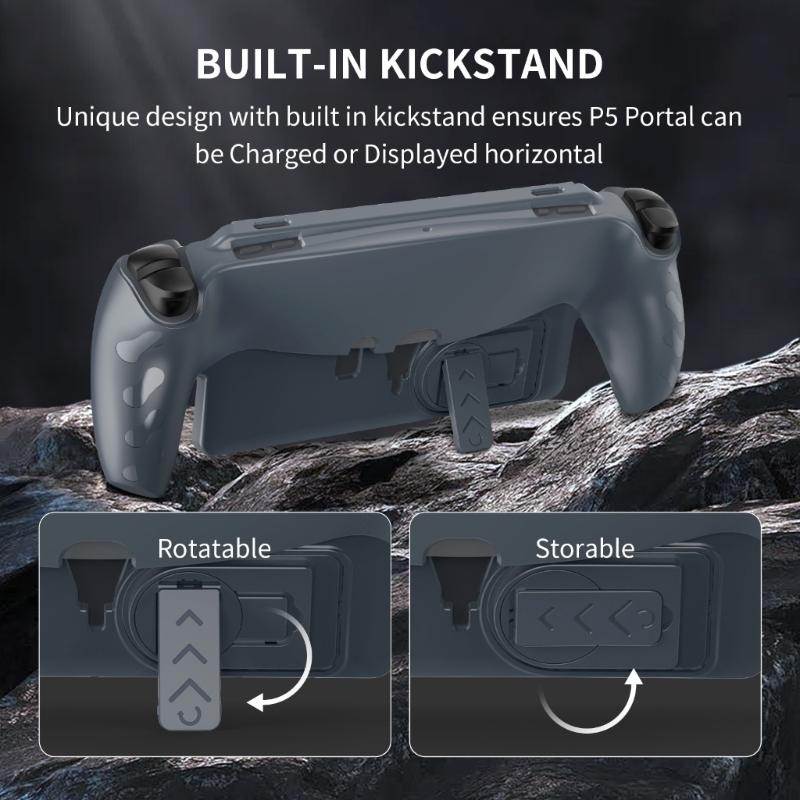 Full Protective Case Scratchproof Case Cover for Console Detachable Front Shell Back Case with Adjustable Kickstand