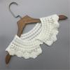 Japanese Kids Girls Fake Collar Shawl Scarf Hollowed Knitted Flower Vintage Shoulder Wrap Decorative Half Shirt Capelet