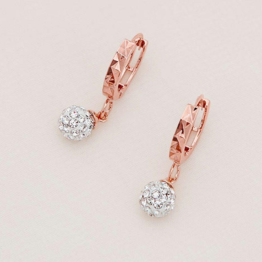 [Merry-Grin] 14K Gold Pin Earrings Birthstone Color Mirror Ball April Diamond