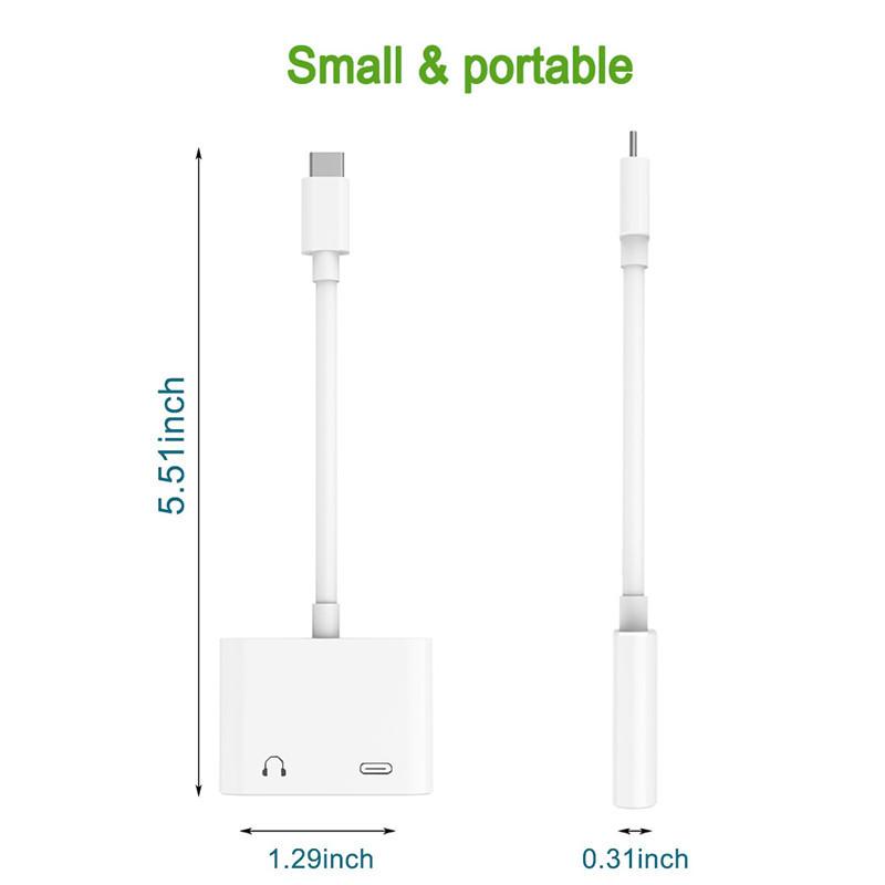 Cablu audio pentru căști 2 în 1, adaptor USB C cu mufă de 3,5 mm, pentru Galaxy S21, S20 Fe, Note 20 Ultra
