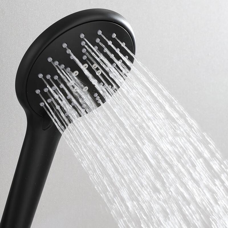 TLXT Black Stainless Steel Shower Faucet Set with Shelf