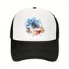 Watercolor Deer Graphic Print Mesh Back Trucker Hat Unisex Casual Adjustable Baseball Cap