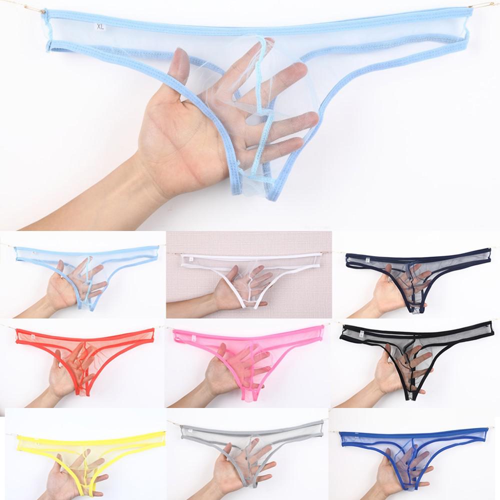 Pánské kalhotky s nízkým pasem Mesh Pouch Průhledná tanga