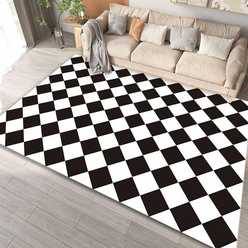 Modern Simple Black White Large Size Rugs for Living Room Light Luxury Sofa Area Carpet Soft Fluffy Bedroom Decor Anti-slip Mats