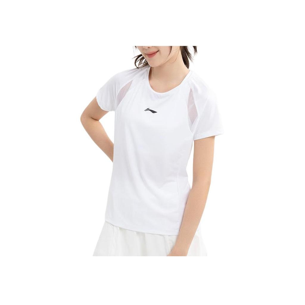 Li Ning Jednoduché prodyšné sportovní tričko s krátkým rukávem pro ženy Bílé YTST042-1