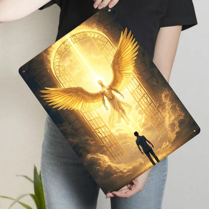 

Golden Angel Metal Wall Art Home Living Room Bedroom Decor Modern Art Painting 20x30cm（7.8x11.8inch）