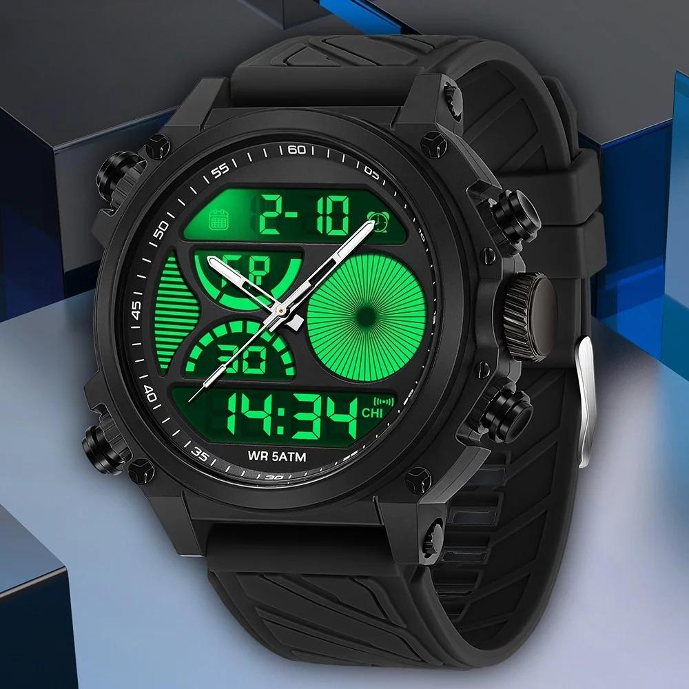 Men's Sport Dual Display LED Electronic Digital Quartz Watch Waterproof LED Stopwatch