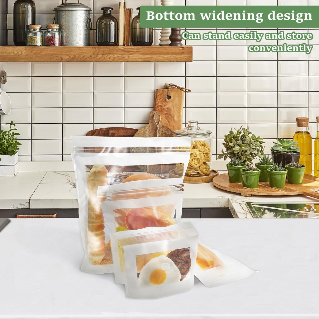 100Pcs Food Preservation Bag with Double Layer Sealing Chain Reusable Kitchen Refrigerator Storage Bag for Fruit and Vegetable