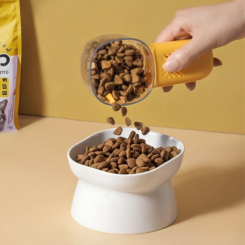 Pet Measuring Spoon, Multifunctional Rice Scoop With Clear Cup, Pet Cat Food Measuring Spoon With Scale