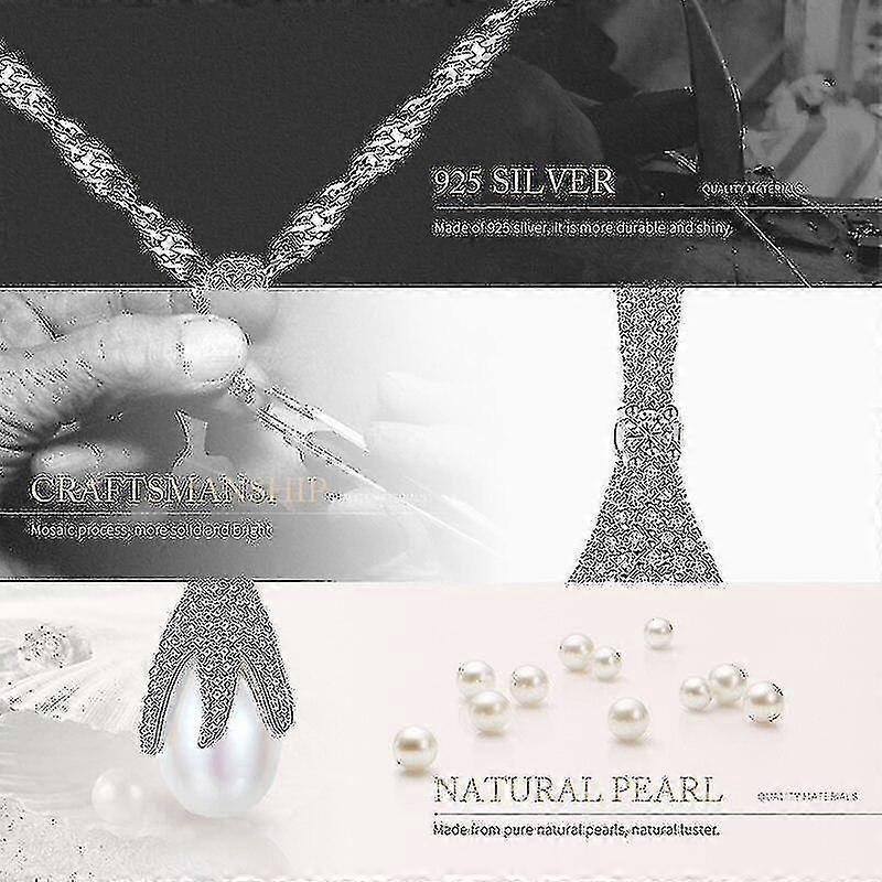 925 Silver Pearl Necklace Natural Freshwater Pearl Necklace Pendant Pearl Necklace