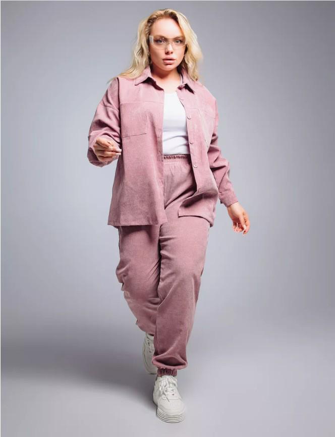 2025 Retro Übergröße Damen Revershemd und Cordhose Set