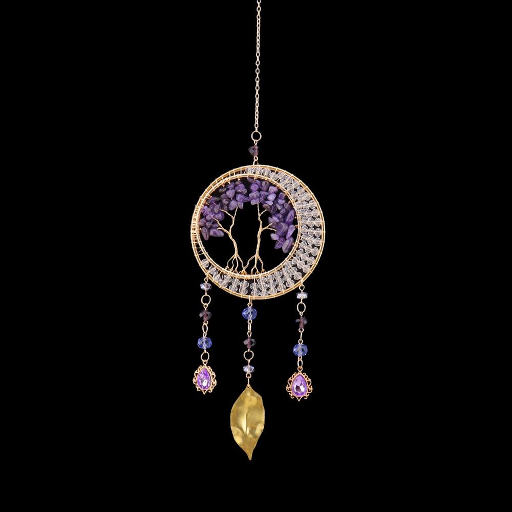 Handmade Sunlight Crystal Dream Catcher: Rainbow Wind Chime Pendant for Girl's Room Gift