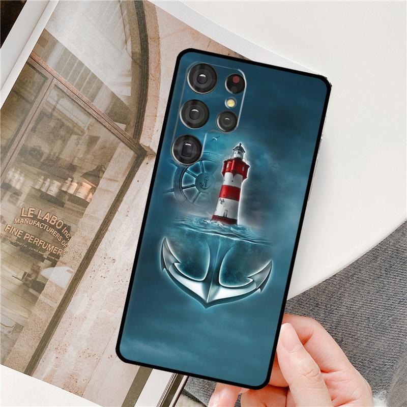 Stripes Anchor Boat Ship Phone Case For Samsung Galaxy S24 Ultra S9 S10 S20 S21 S22 S23 Plus S24 FE S25 Ultra Cover