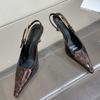 Fashion Leopard Pumps Footwear New Elegant Women Heeled Shoes Fashion Buckle Strap Female Pointed Toe Slingbacks Ladies High Heels Shoes
