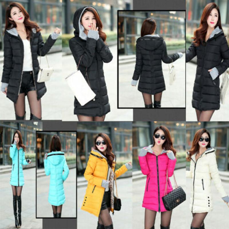 Ladies Womens Winter Coat Long Padded Quilted Puffa Jacket Warm Hooded Size Plus