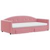 VidaXL Daybed with Trundle and Drawers Pink 90x200 Cm Velvet 3197376