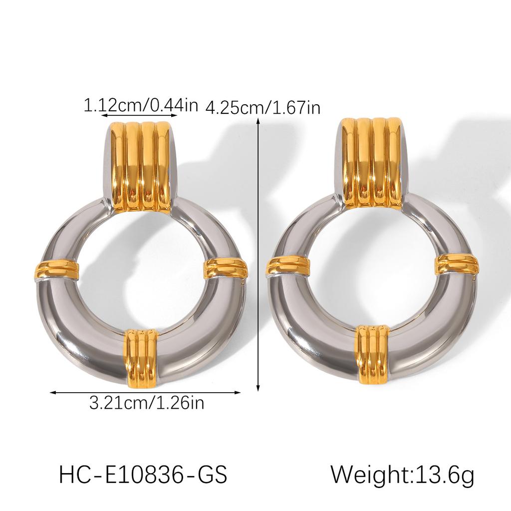 Round hoop earrings, light luxury high-end stud earrings for women, non-fading titanium steel ear jewelry