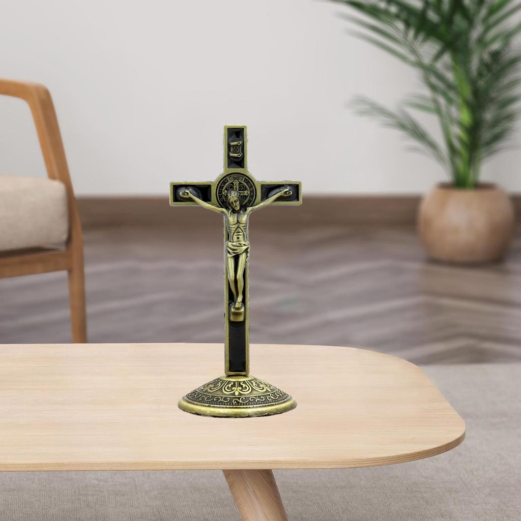 Krucifix a stojan Figurka Socha Ježíše Katolický stolní kříž Kristus na kříži Kříž Oltář na stolní dekoraci Náboženské dárky