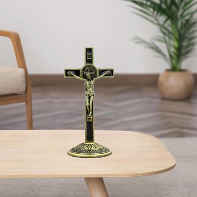 Kruzifix mit Sockel Jesus Statue Katholisches Tischkreuz Kruzifix Kreuz für religiöse Geschenke Heimdeko Jesus Deko Sammlerstücke