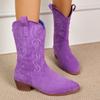 Large size embroidered sleeve medium boots women's autumn and winter new thick heel western cowboy fashion boots women