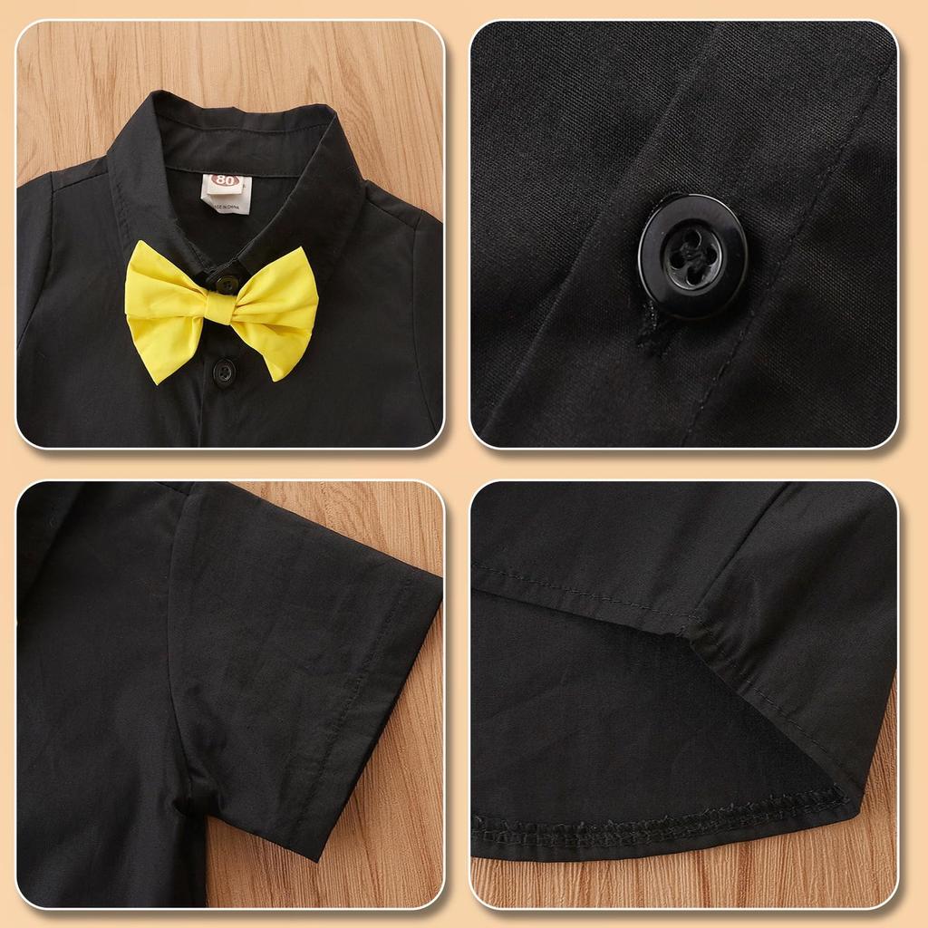 Matreeglam Kids' Halloween Costume Set with Suspenders for Boys, Short Sleeve Suit and Bow Tie, Perfect for Christmas, Birthdays, or as a Gift (Boys'